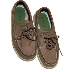 Sperrys Top Sider Boat Shoes Boys 13.5 Brown Spy Cupsole 2-Eye Nautical Leather